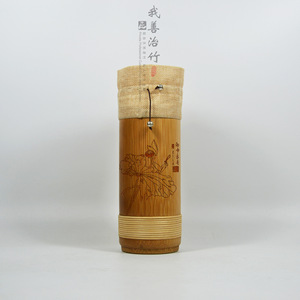 <b>Bamboo</b> Tea Tube Round Handmade Carved Gift Packaging Storage <b>Container</b> Chinese Style Craft - Product Image 5