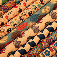 Tissu textile en cuir synthétique imprimé de fleurs naturelles, écologique, en liège de bois, pour papier peint, sacs à main, chaussures, décoration