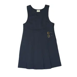 Well Tailored School Uniforms Dress Girls Navy Blue Pinafore Twin Buckle Tab Jumper For Primary Secondary Schools