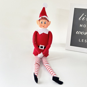 JQ Poupée Elfe de Noël aux longues jambes arc-en-ciel, figurine en position assise, Elfe sur l'étagère, décoration de maison colorée pour les fêtes - Product Image 6