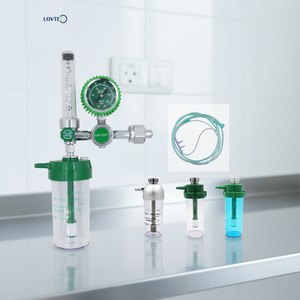 Airtech regulador de oxígeno personalizado calibre único CGA540 inhalador de oxígeno regulador de oxígeno médico caudalímetro con botella humidificadora - Product Image 1