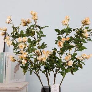 Rosas Artificiales de Seda de Nuevo Diseño, Flores Artificiales en Jarrón, Decoración de Mesa de Boda, Rama Individual con Múltiples Cabezas, Mini Rosa Ornamental para el Hogar - Product Image 3