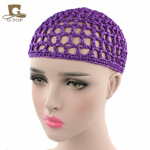 En gros, Bonnet de nuit en maille <span class=keywords><strong>crochet</strong></span>ée, <span class=keywords><strong>filet</strong></span> à cheveux pour dormir, couvre-<span class=keywords><strong>chignon</strong></span>, snood décoratif pour femme, en polyester, accessoires capillaires - Product Image 4