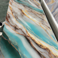 Panneaux muraux en PVC marbré avec revêtement UV, motifs artistiques dorés, pour la décoration de fond des établissements commerciaux haut de gamme