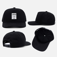 Cappellino da Baseball Nero Strutturato a 5 Pannelli con Etichetta Privata, Logo Ricamato Laterale Personalizzato, Patch Tessuta, Stile Casual Streetwear