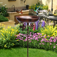 Mangeoires et abreuvoirs décoratifs en fer forgé pour oiseaux, à planter dans le jardin extérieur
