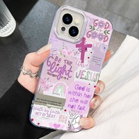 Funda de teléfono móvil para PC con estampado de seda plateada en inglés y morado cruzado para Iphone 8 X Xr Xs Max 11 12 13 14 15 16 17 Air