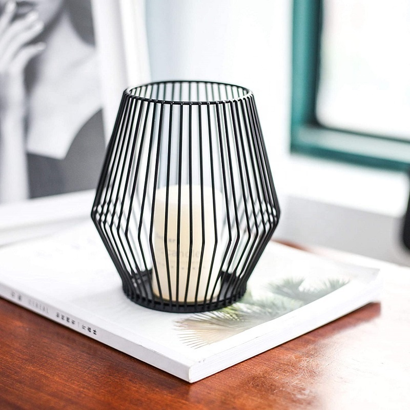 Japanese Lanterns Copper Bird Cage Style Vintage Candle Lantern Bar Pattern Classic Candle Lantern