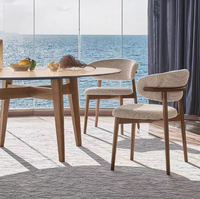Ensemble de chaises de salle à manger en bois massif et cuir, design nordique moderne et luxueux, pour restaurant, hôtel, bar et chambre à coucher