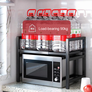 Vente flash : étagère de <span class=keywords><strong>rangement</strong></span> pour four à micro-ondes à 2 niveaux en acier au carbone réglable - Product Image 4