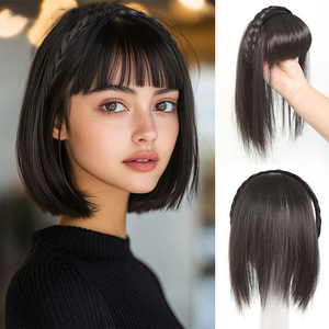 Diadema con Trenzas <span class=keywords><strong>de</strong></span> Cabello <span class=keywords><strong>de</strong></span> Aspecto Natural, con Flequillo Ordenado, para Mujeres y Niñas, Gran <span class=keywords><strong>Venta</strong></span> - Product Image 1