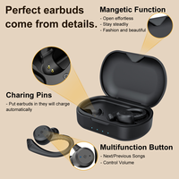 Écouteurs sans fil à crochet d'oreille pour le sport et le gaming avec micro, Bluetooth TWS, étanches IPX7