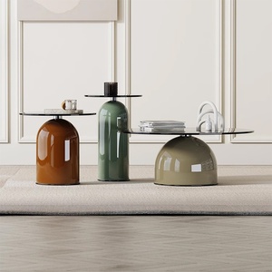 Set di <span class=keywords><strong>Tavolini</strong></span> da Caffè <span class=keywords><strong>in</strong></span> <span class=keywords><strong>Vetro</strong></span> Crema Minimalista, Arredamento Moderno <span class=keywords><strong>per</strong></span> <span class=keywords><strong>Soggiorno</strong></span>, Tavolino da Tè <span class=keywords><strong>per</strong></span> Piccoli Appartamenti - Product Image 2