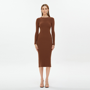<span class=keywords><strong>Vestido</strong></span> <span class=keywords><strong>Midi</strong></span> de Cachemira con Hombros Ligeramente Acolchados 2026, Tejido de Chifón y Punto Acanalado, Cintura Imperio Elástica, <span class=keywords><strong>Vestido</strong></span> Personalizado para Mujer - Product Image 1