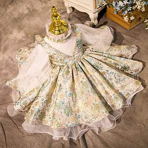 Kinder Prom Prinzessin Rock Spitze Kinder Langarm bedruckte Party kleider Baby Girl Kleider - Product Image 4
