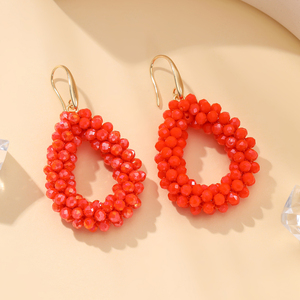 Wholesale Trendy Women's <strong>Dangle</strong> <strong>Earrings</strong> Handmade Crystal Beads Jewelry Threading Style <strong>Small</strong> Size Multi-Colors Water Drop - Product Image 5