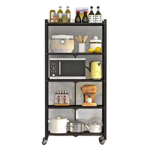 Étagère utilitaire pliable à 5 niveaux en acier au carbone pour cuisine, salon, multifonctionnelle, portable, sans installation - Product Image 4