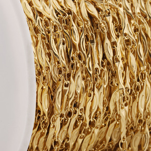 Gold Plated <b>Titanium</b> Steel Bamboo <b>Chain</b> 3D Ingot Shape For Necklace Making DIY Jewelry Findings H1625 - Product Image 4