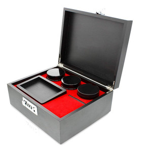 Stash box with accessories black wooden stash box with rolling tray