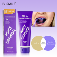 Dentifrice blanchissant violet naturel OEM/ODM personnalisé, faible usure, non irritant, pour les dents jaunes