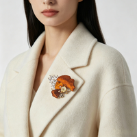 Broche Feuille de Ginkgo Broderie Miao Faite à la Main, Incrustation Micro-Cristal Doré, Luxe, Cadeau de Mariage/Fiançailles pour Femme, Tendance