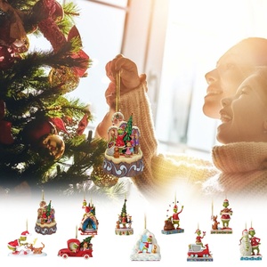 Nouveau Collier Pendentif Créatif de Noël en Peluche Verte, Série Monstre Grinch, Style Punk, pour Décoration d'Arbre de Noël - Product Image 4