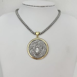 新款时尚18k镀金图像耶稣和圣母玛利亚天主教吊坠项链热卖珠子项链 - Product Image 3