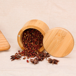 Natural Bamboo Containers Organizer Jars Seasoning Jar Salt <span class=keywords><strong>Can</strong></span> Home Spice Bottle With Lid - Product Image 1