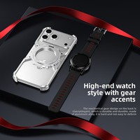 Coque magnétique à engrenages mécaniques pour iPhone 15 et 16, avec refroidissement par ventilation, trou de fixation de cordon dissimulé, résistante aux chocs et à l'usure