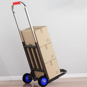 स्टेनलेस स्टील तह पोर्टेबल ट्रॉली खरीदारी किराने की दुकान ट्रॉली हल्के पोर्टेबल सामान सीढ़ी परिवहन गाड़ी - Product Image 3