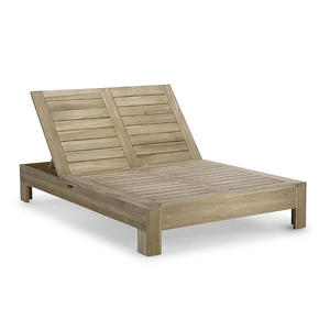 Tumbona de Madera de Teca Maciza de Lujo para Exteriores con Cojines Gruesos, Respaldo Ajustable y Asiento Doble - Product Image 3