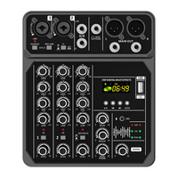 Console de mixage 4 canaux avec interface USB, amplificateur de contrôleur DJ de haute qualité pour karaoké et utilisation musicale à domicile