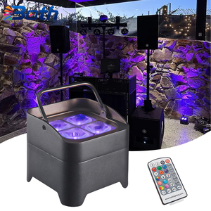 ไฟพาร์ LED ไร้สาย IP65 แบตเตอรี่ในตัว 4x18W RGBWA UV 6in1 DMX สำหรับงานแต่งงาน ดีเจ ปาร์ตี้ - Product Image 1