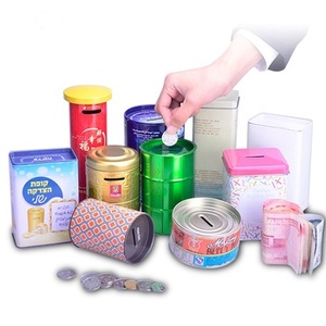 Custom printed metal money saving bank donation tin can charity tin box for gifts