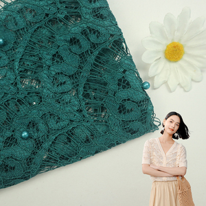 Shaoxingテキスタイル素材ニットポリエステルチュール刺繍レース生地ドレス作り用 - Product Image 1