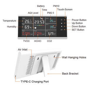 Monitor de Calidad del Aire Profesional 9 en 1, Detector de PM2.5 y CO2, Pantalla Táctil, Sensor Avanzado, Temperatura y Humedad para Hogar y Oficina - Product Image 2