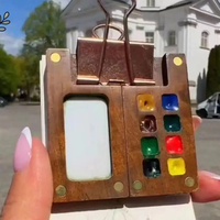 Palette de croquis portable en bois de noyer, mini-boîte à couleurs écologique, étui de voyage pour aquarelle et dessin (sans couleurs)