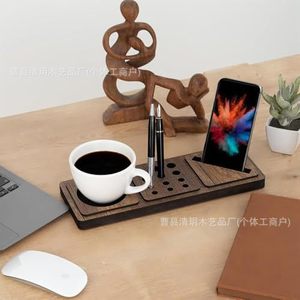 Wooden <b>Desk</b> Storage Rack 29x20cm Office Organizer Tray For Phone Pen Stationery Desktop Accessory - Product Image 4