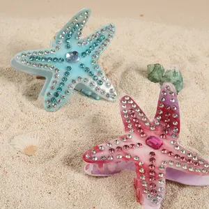 Personalized Acrylic Pearl Sea Starfish Stone Bling Custom Hair Claw Clip Hair Accessories