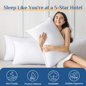 Coussins d'hôtel alternatifs en duvet Oreillers d'hôtel en microfibre <span class=keywords><strong>de</strong></span> polyester <span class=keywords><strong>de</strong></span> haute qualité Lot <span class=keywords><strong>de</strong></span> 2 oreillers <span class=keywords><strong>de</strong></span> lit d'hôtel en microfibre 0.98 d - Product Image 2