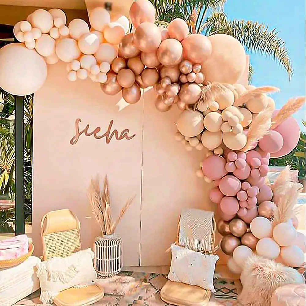 Juego de arco de globos de látex de piel rosa para fiesta, kit de arco de globos para baby shower, boda, cumpleaños, popular, 2022