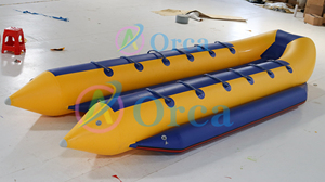 Bateau banane gonflable double <span class=keywords><strong>tube</strong></span> de qualité supérieure, personnalisé en usine, pour 12 personnes (10-12-14 sièges), jeu aquatique gonflable à tirer - Product Image 4