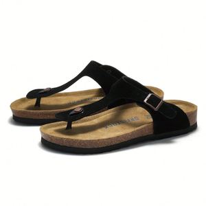 Chaussons personnalisés tendance pour hommes en cuir véritable et daim, sandales unisexes sportives et résistantes pour femmes et hommes, à enfiler, pour l'extérieur - Product Image 3
