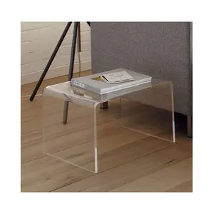 Een Lage Clear Acryl Bijzettafel Kleine Lucite Couch Nachtkastje Eenvoudige Design Salontafel