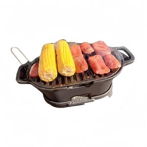 Pre-seasoned <strong>Mini</strong> <strong>Charcoal</strong> <strong>Grill</strong> Outdoor Portable Small <strong>Charcoal</strong> <strong>Grill</strong> and Tabletop Cast Iron Skillet - Product Image 6