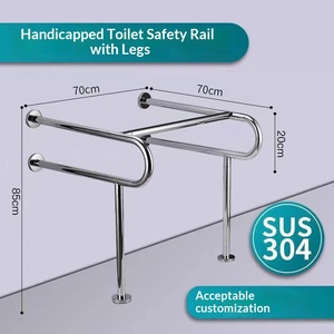 Barres d'appui de salle de bain en acier inoxydable 304 pour personnes âgées et handicapées, supports de toilettes et d'urinoirs, barres d'appui de lavabo, capacité de charge de 300 kg, polies - Product Image 4