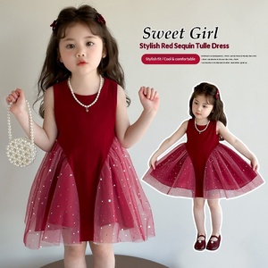 Abito Morbido in Tulle Rosso Scintillante Lavorato all'<span class=keywords><strong>Uncinetto</strong></span> per Bambine, Collezione Estate 2026, Elegante Vestito da Principessa alla Moda per Bambine Piccole - Product Image 2