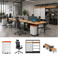 Ensemble de mobilier de bureau à plan ouvert ATWOKA, postes de travail personnalisés, chaises ergonomiques, supports et étagères de rangement