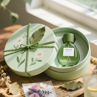 Coffret cadeau CALFLYN parfum aux herbes fraîches-Boîte verte ornée de marguerites rondes, 2 pièces (bouteille + roller) | Marque privée OEM/ODM