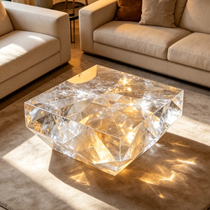 Tavolino <span class=keywords><strong>da</strong></span> Caffè Scultoreo in Resina Cristallina Trasparente, Moderno e Artistico, per un Elegante Arredamento del Soggiorno - Product Image 1